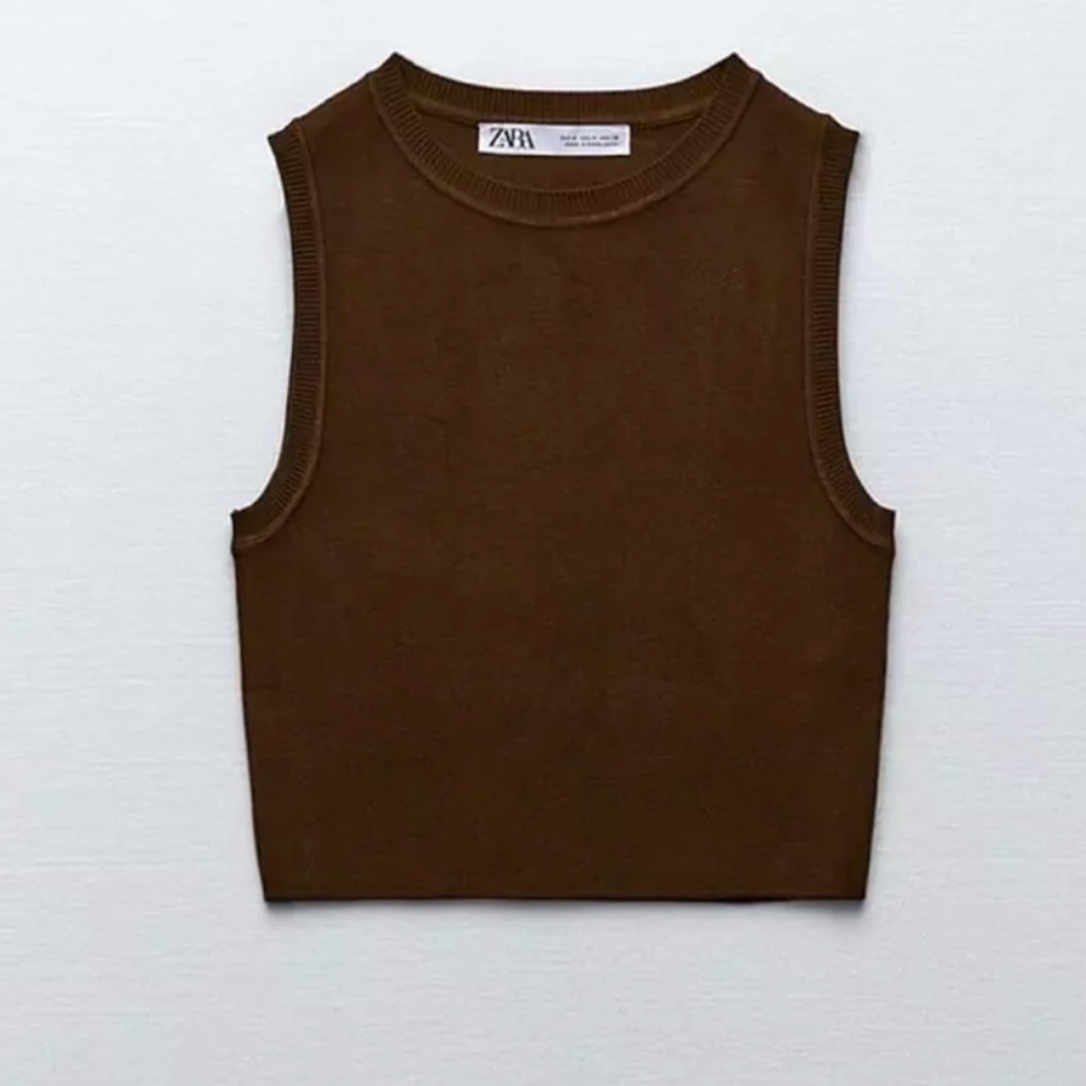 Zara Brown Knitted Crop Top